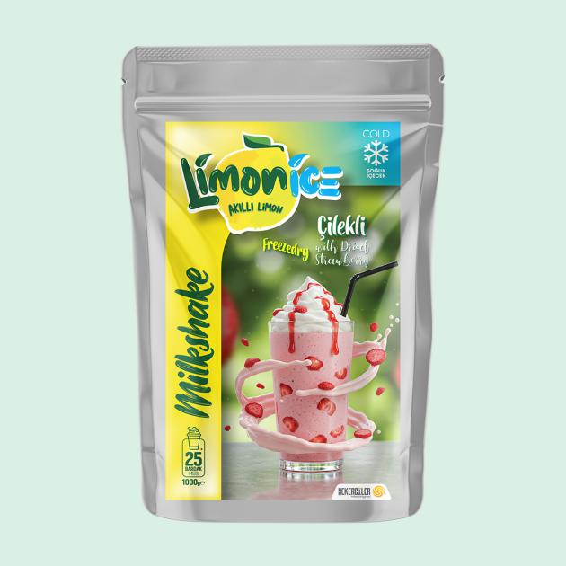 Milkshake Freezedry Çilek Parçacıklı